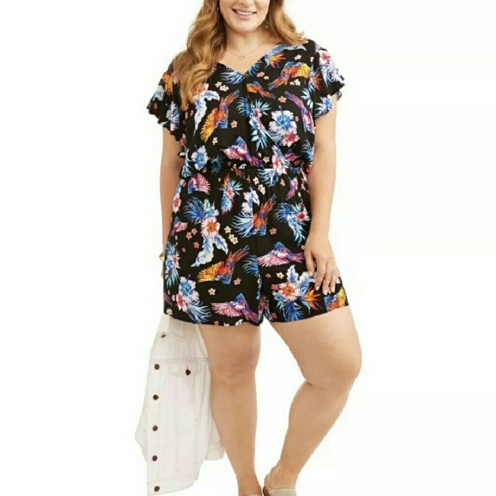 Terra & Sky Floral Romper Size 2X 20W-22W